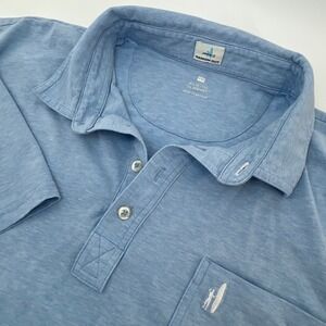 Johnnie-O Polo Shirt Mens XXL Blue Hangin Out Short Sleeve Pocket Cotton Stretch
